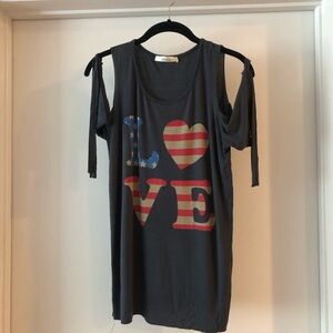 Cold Shoulder Patriotic Love Tee 🇺🇸